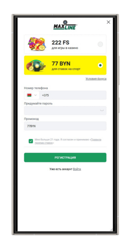 Регистрационная анкета в Maxline