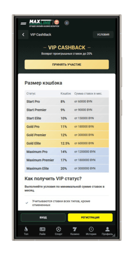 VIP кешбэк в Макслайн